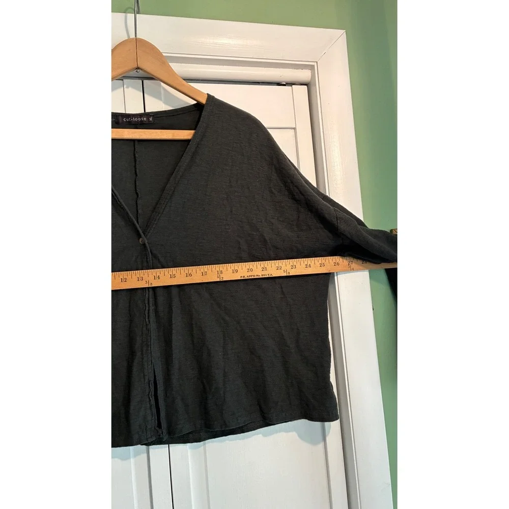 Cut Loose Charcoal Gray Cotton Linen Single Button Cardigan XL USA Lagenlook